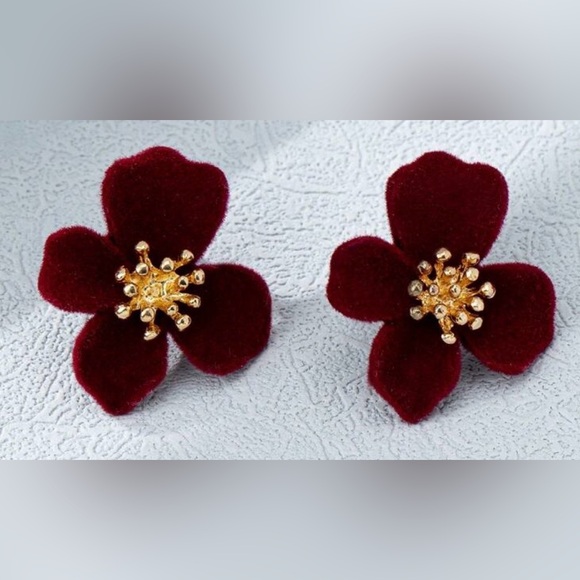 Fashion Jewelry Jewelry - Burgundy Floral Earrings